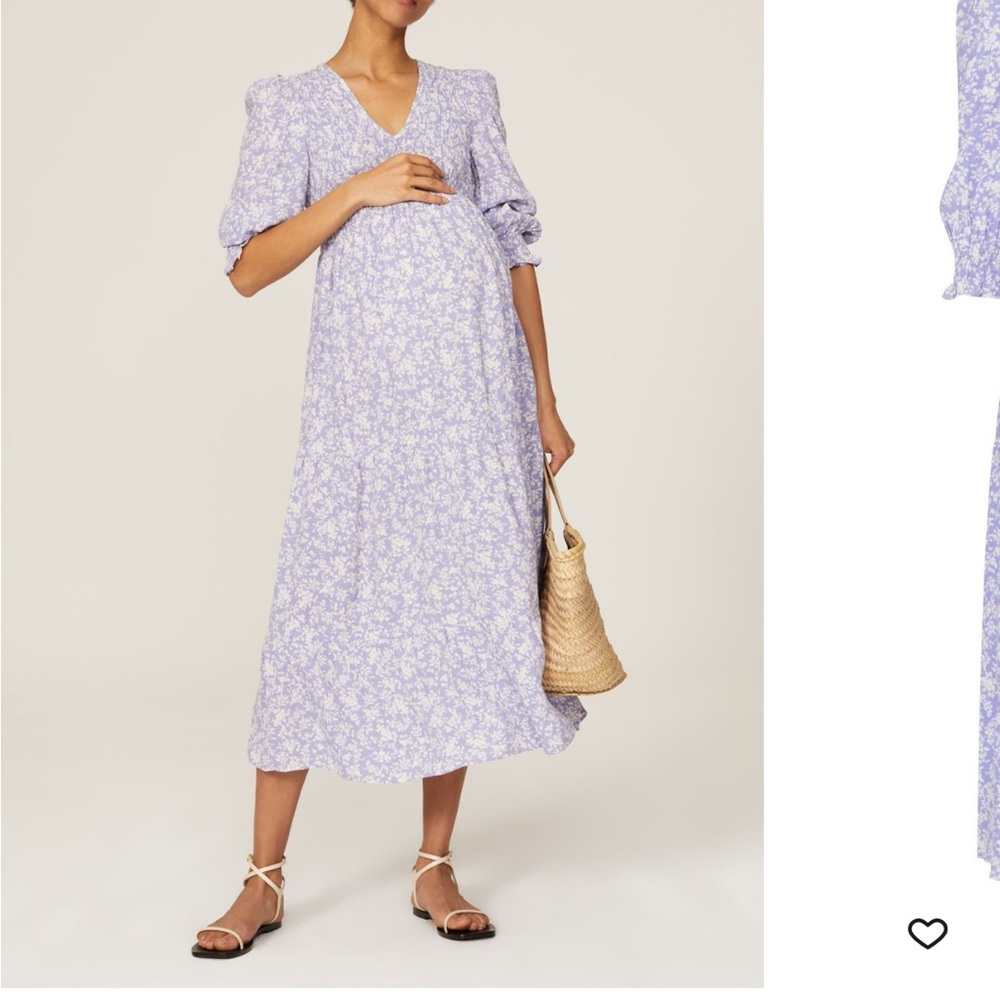 Isabella Oliver Marlene Maternity Lavender Floral Long Sleeve Dress